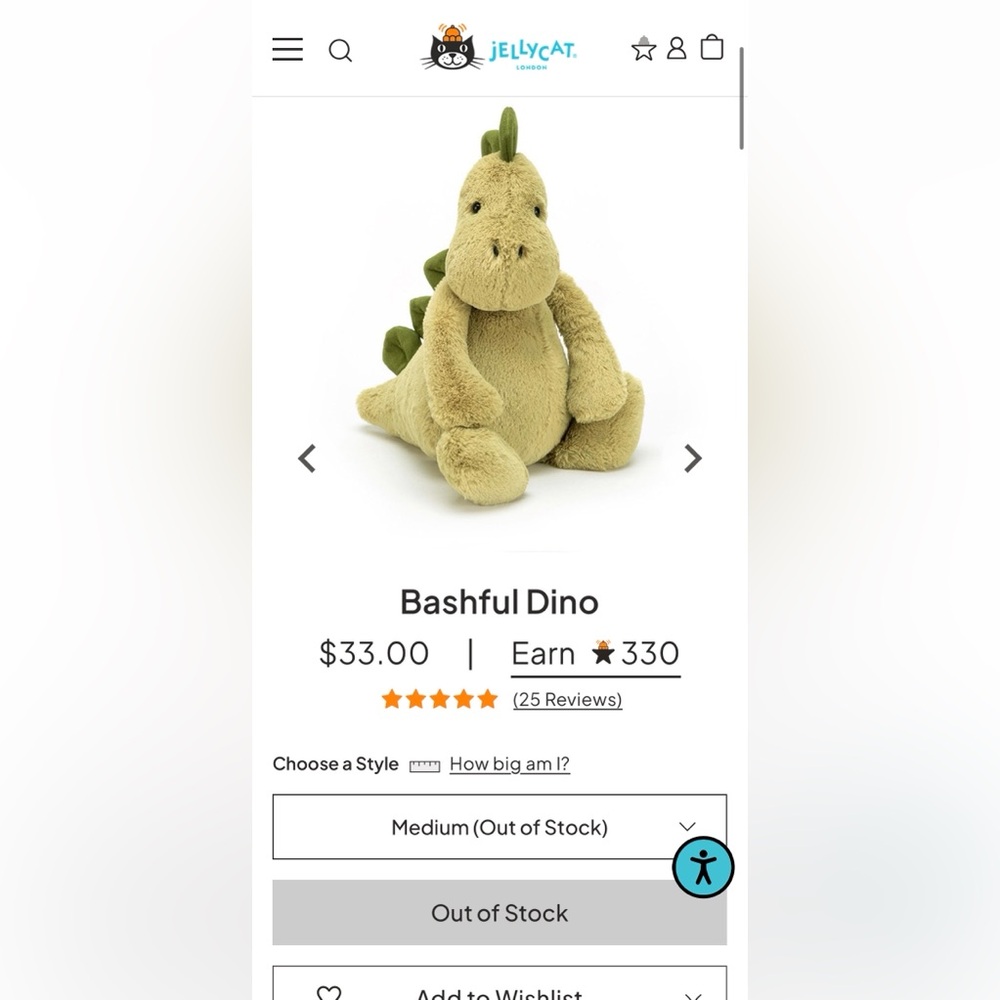 Jellycat Bashful Dino